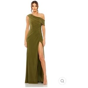 Leena Mac Duggal 26517 Foldover off-the-shoulder jersey gown size 4 NWT